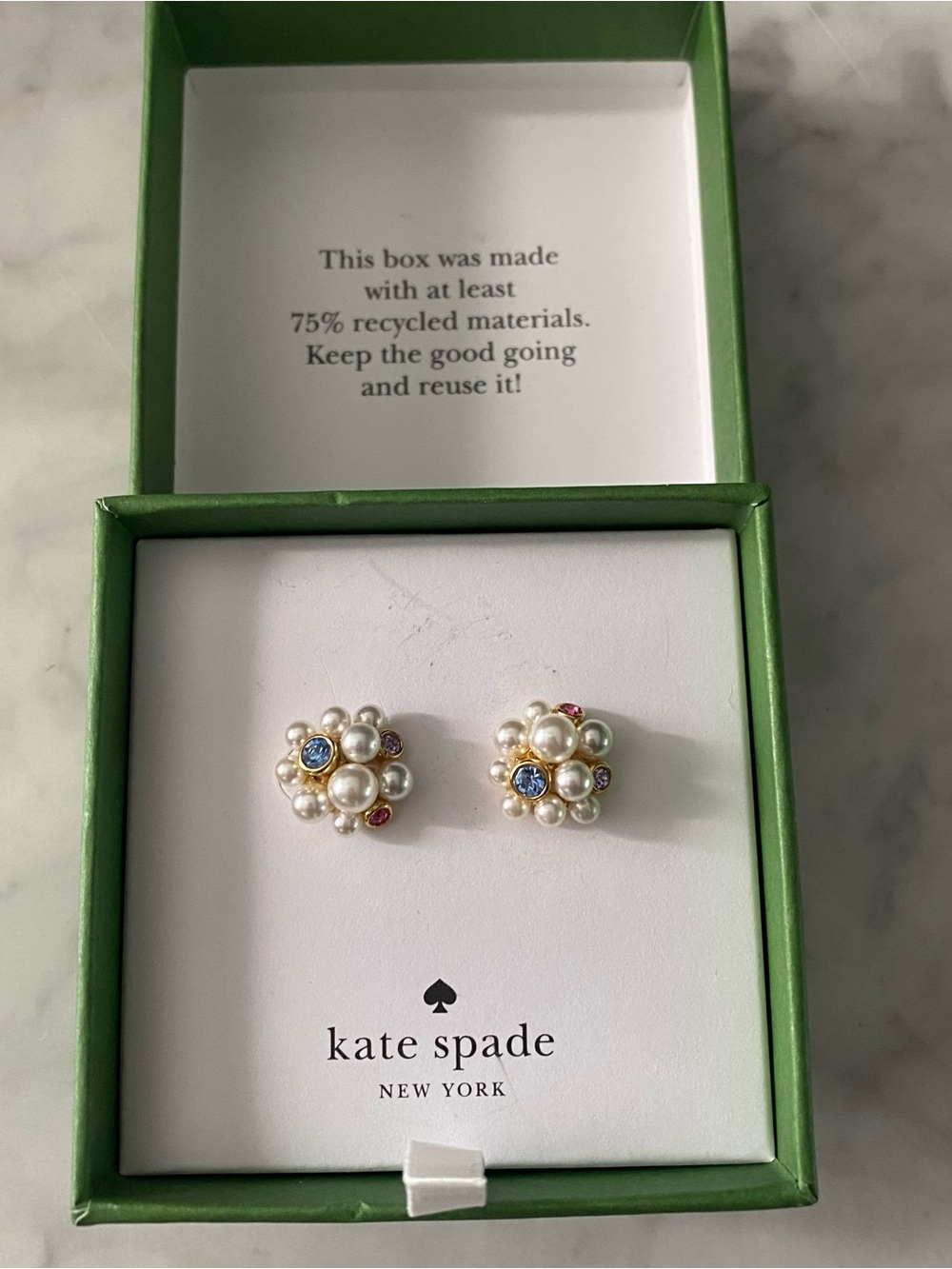 Kate Spade New York Pearl Caviar Cluster Stud Earrings New In Box